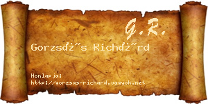 Gorzsás Richárd névjegykártya
